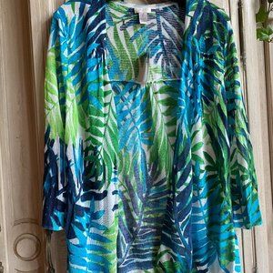 Chico's Blue and Green Fern Cardigan